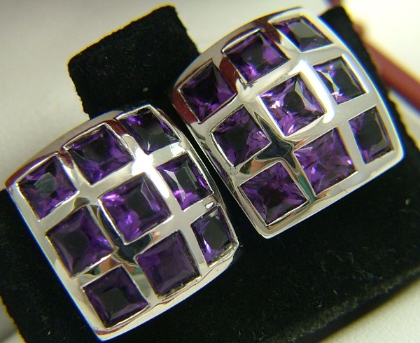 Appraisal: PAIR OF AMETHYST EARRINGS each K white gold and set