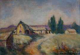 Appraisal: Charles Pettinger - Farm acrylic on canvas board signed and