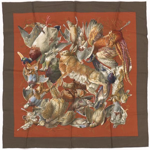 Appraisal: HERMES SILK SILK SCARF GIBIERS DESIGNED BY HENRI DE LINARES