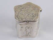 Appraisal: A Dutch assay silver incurved hexagonal pillbox with standoff hinge