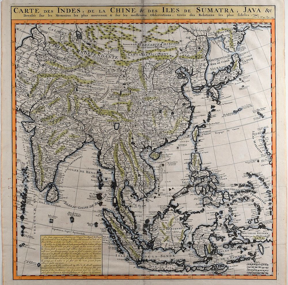 Appraisal: Henri Abraham Chatelain Map of Asia ca Henri Abraham Chatelain