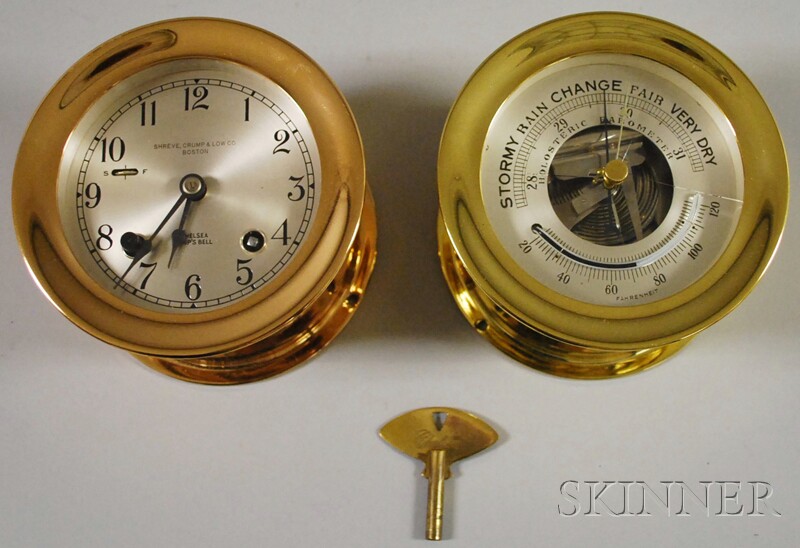 Appraisal: Chelsea Brass Ship's Bell Clock and Barometer retailed by Shreve