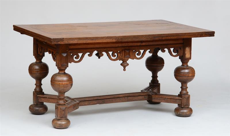 Appraisal: FLEMISH BAROQUE STYLE OAK EXTENSION TABLE The rectangular top flanked