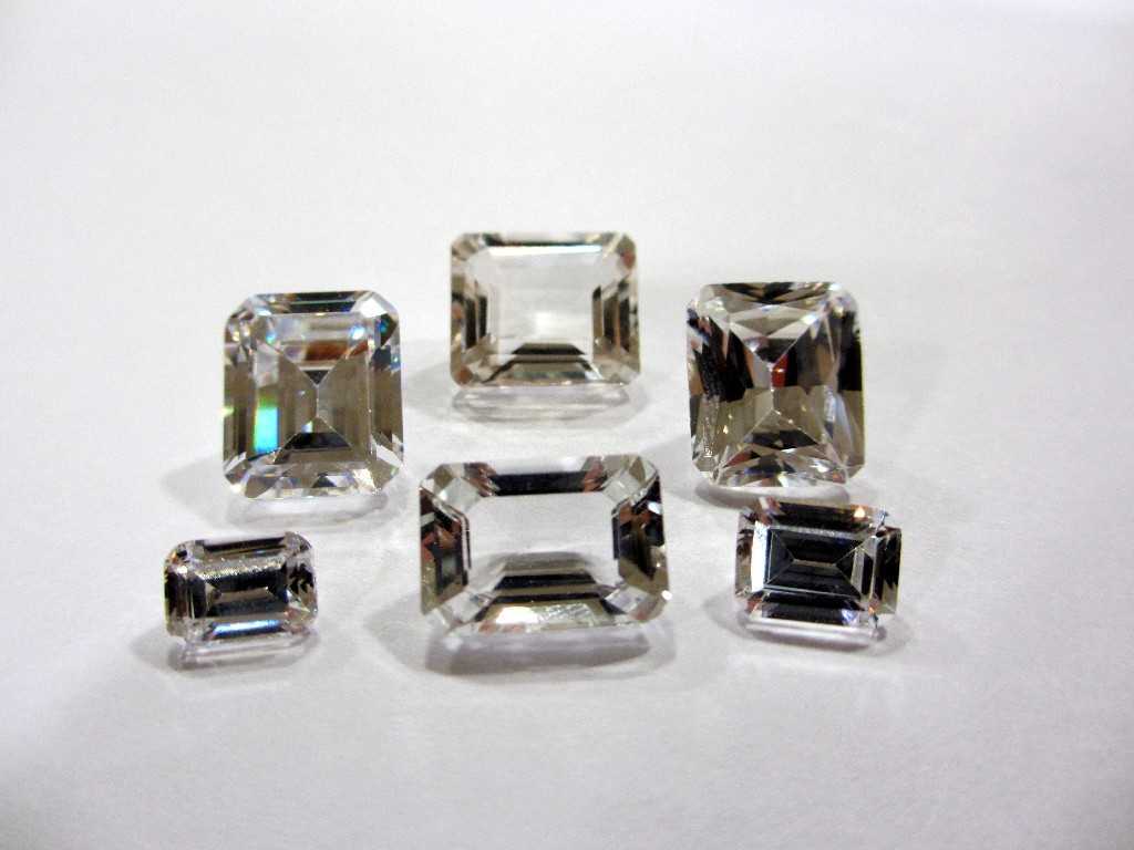 Appraisal: Six emerald cut cubic zirconias