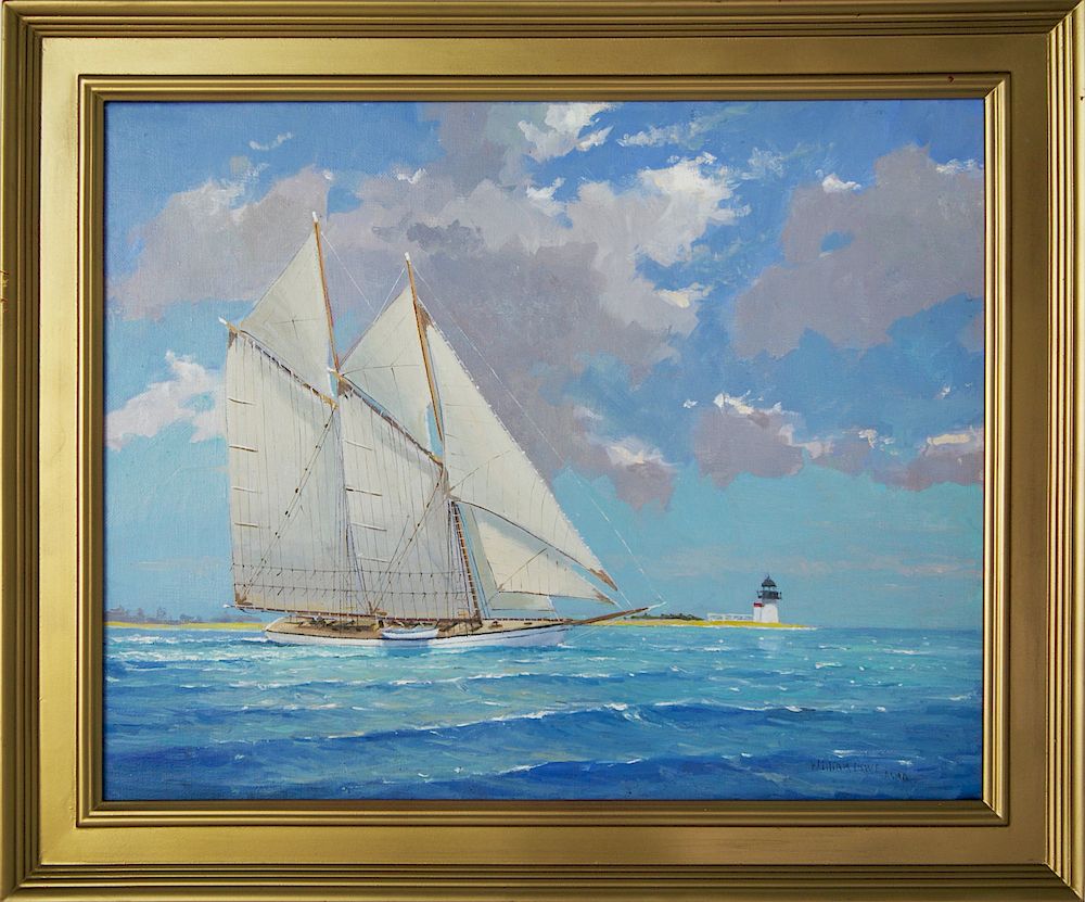 Appraisal: William Lowe Oil on Canvas Passing Brant Point Light Nantucket