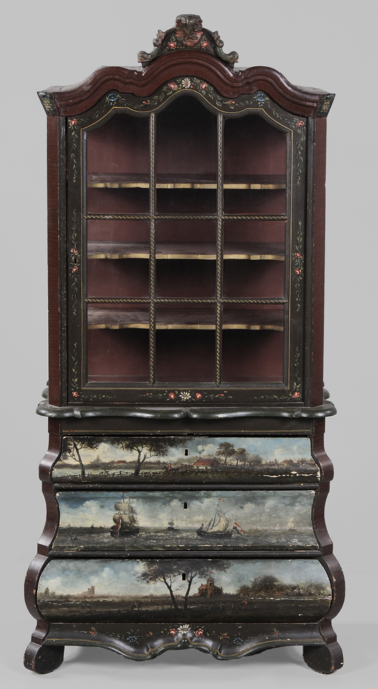 Appraisal: Rococo Style Paint-Decorated Miniature Secretary Dutch late- th century single-case