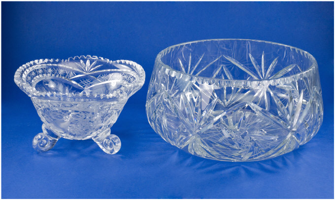 Appraisal: Large Cut Glass Bowl Plus another cut glass bowl on