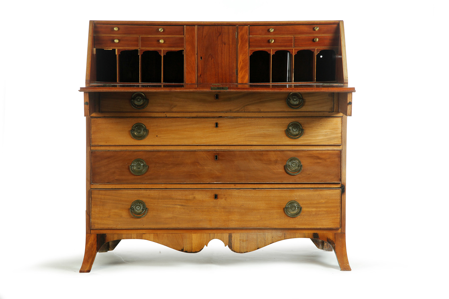 Appraisal: AMERICAN HEPPLEWHITE SLANT-FRONT DESK Early th century mahogany and pine