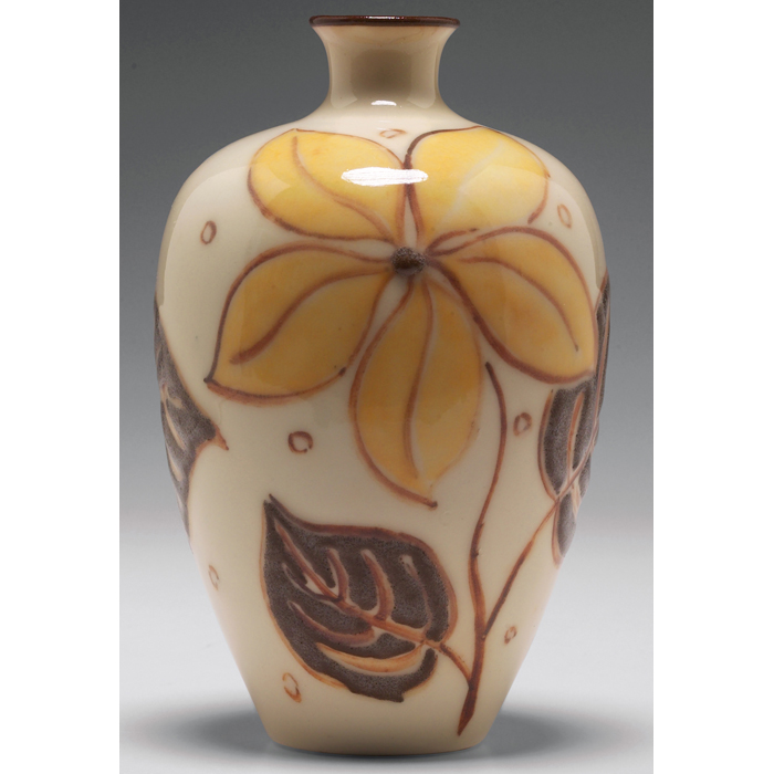 Appraisal: Excellent Rookwood vase Hi-glaze with a raised and painted stylized