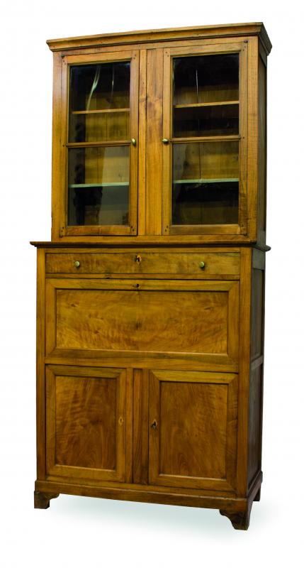 Appraisal: A FRENCH PROVINCIAL WALNUT SECRETAIRE BOOKCASE only available for collection