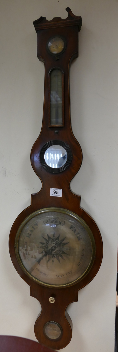 Appraisal: Inlaid mahogany banjo barometer damaged top