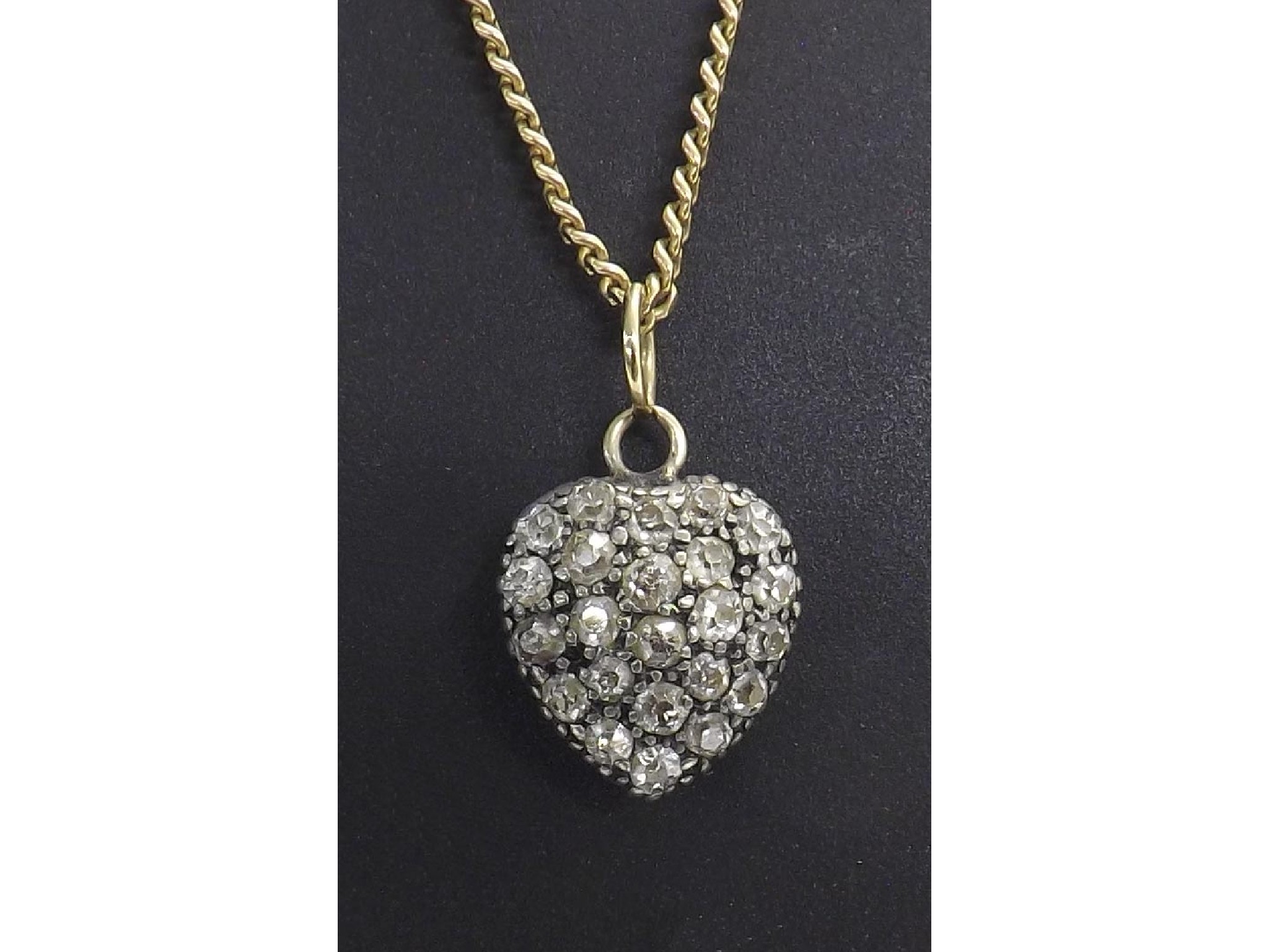 Appraisal: Diamond heart-shaped pendant on chain chain length pendant mm x