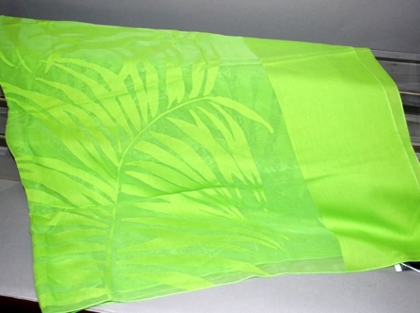 Appraisal: Worth lime green bamboo frond print silk cotton shawl Approx