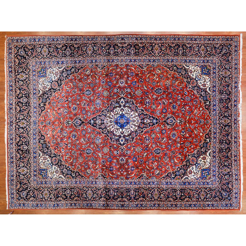 Appraisal: Keshan Carpet Persia x Third quarter- th century hand-knotted wool