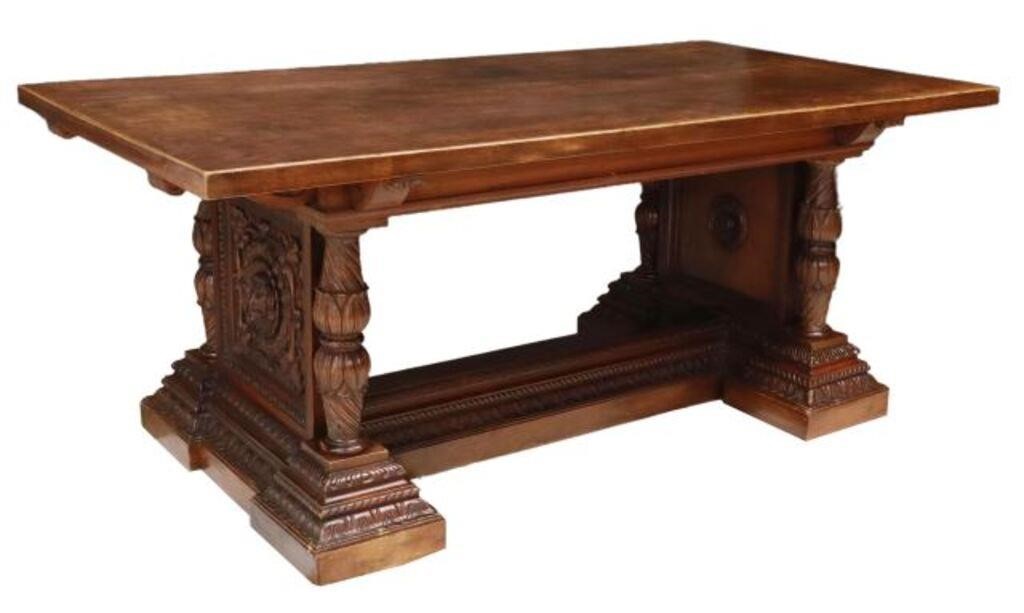 Appraisal: Italian Renaissance Revival walnut draw-leaf table marked underneath A Brichetto