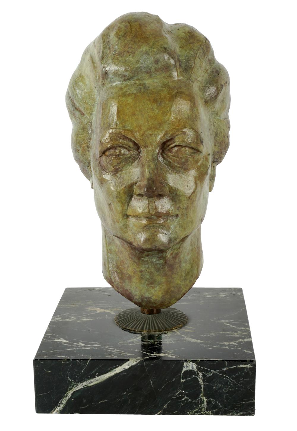 Appraisal: BARBARA BERETICH B BUST OF A WOMANpatinated bronze mounted to