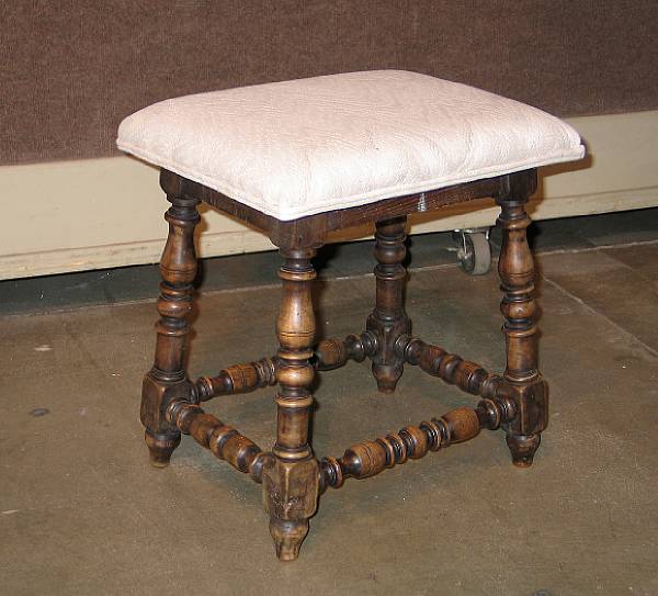 Appraisal: A William and Mary style walnut stool mid th century