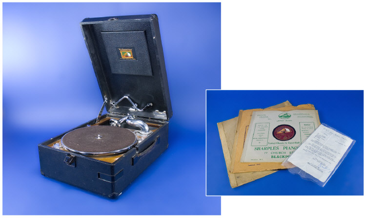 Appraisal: HMV Portable Accoustic Gramophone Model Serial no B This model