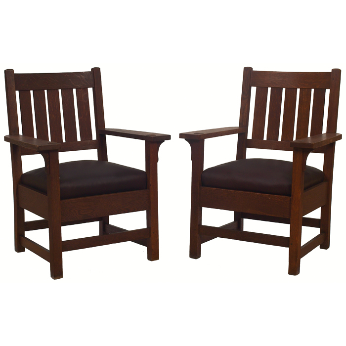 Appraisal: Gustav Stickley armchairs pair