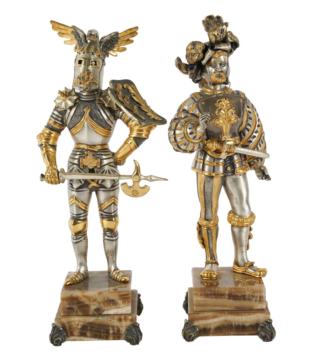 Appraisal: PAIR OF ITALIAN MIXED METAL KNIGHT FIGURESeach with sticker Made