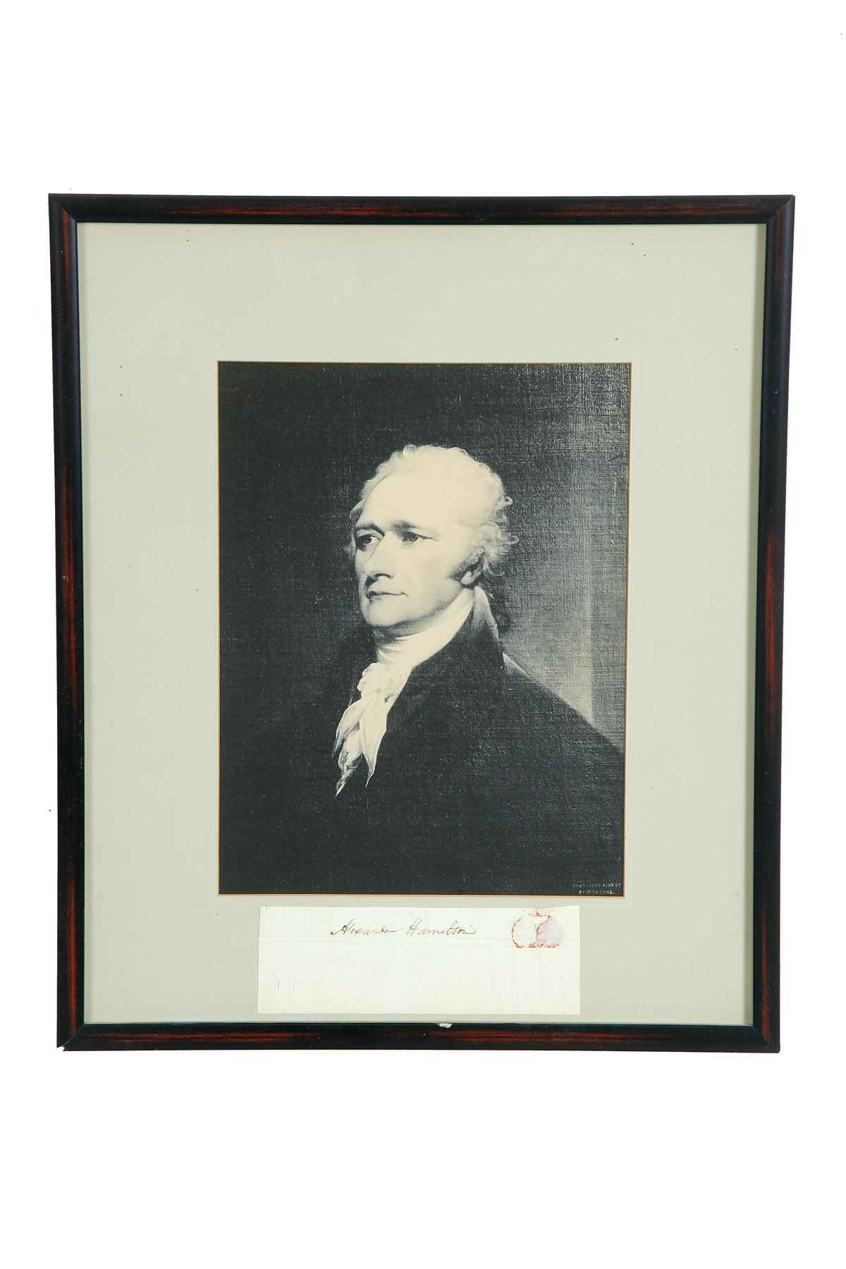 Appraisal: CLIPPED SIGNATURE OF ALEXANDER HAMILTON Probably late th century Full