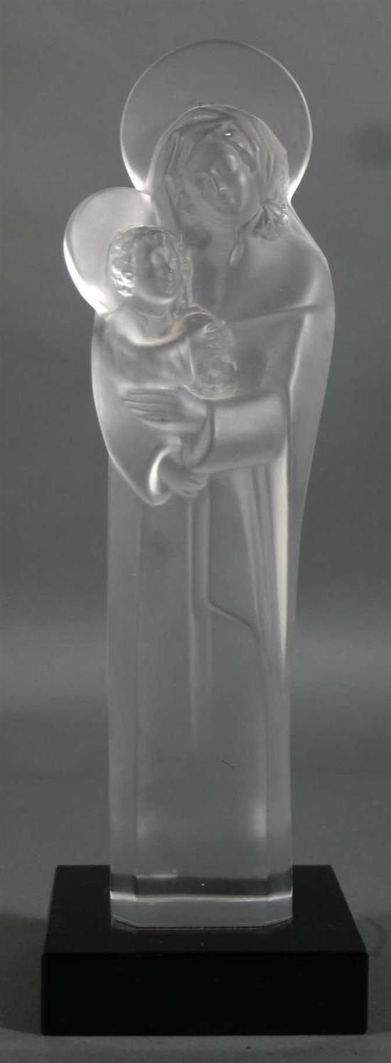 Appraisal: Lalique glass sculpture of Madonna and Child nd half th