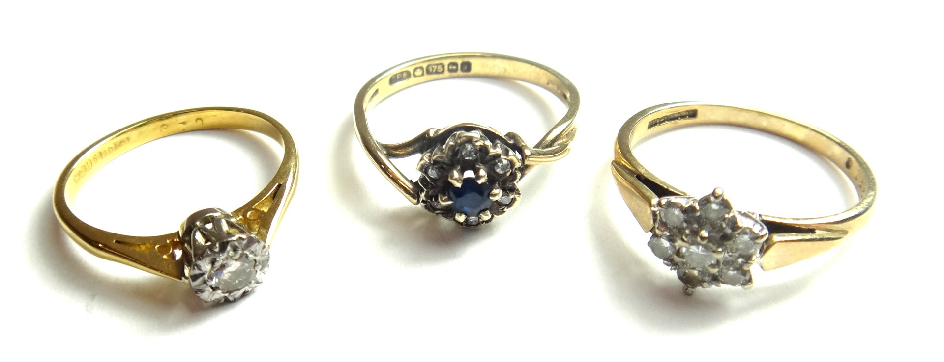 Appraisal: A ct gold and diamond set seven stone cluster ring