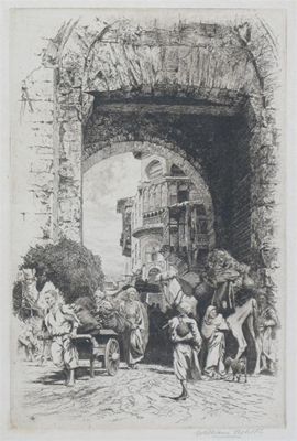 Appraisal: John William Ashton - Egyptian scene Signed Etching x cm