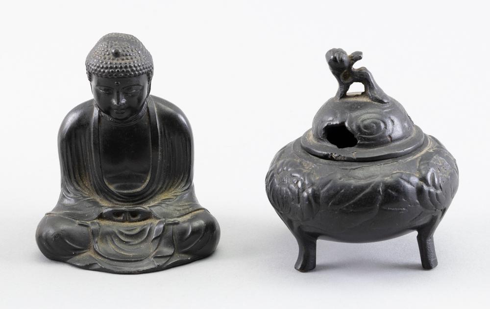 Appraisal: TWO CHINESE BRONZES TH CENTURYTWO CHINESE BRONZES th Century Miniature