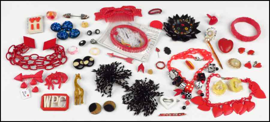 Appraisal: COLLECTION OF PLASTIC JEWELRY Comprised of necklaces bracelets brooches buttons