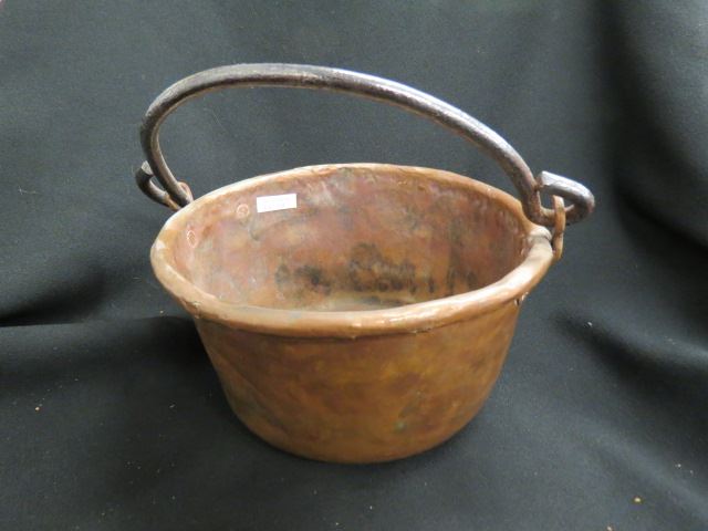 Appraisal: Antique Copper Bucket iron handle diameter