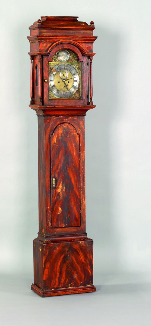 Appraisal: New Jersey Aaron Miller gumwood tall case clock ca inscribed