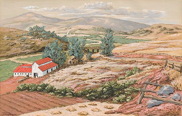 Appraisal: MANUEL JERAIR TOLEGIAN AMERICAN - Farm Scenewatercolor and gouache on