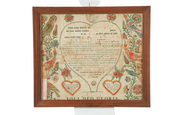 Appraisal: PRINTED FRAKTUR American late th century Handcolored printed fraktur on