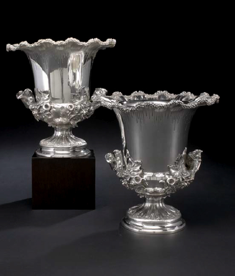 Appraisal: Pair of Victorian Silverplate Wine Coolers and Elkington Company Birmingham