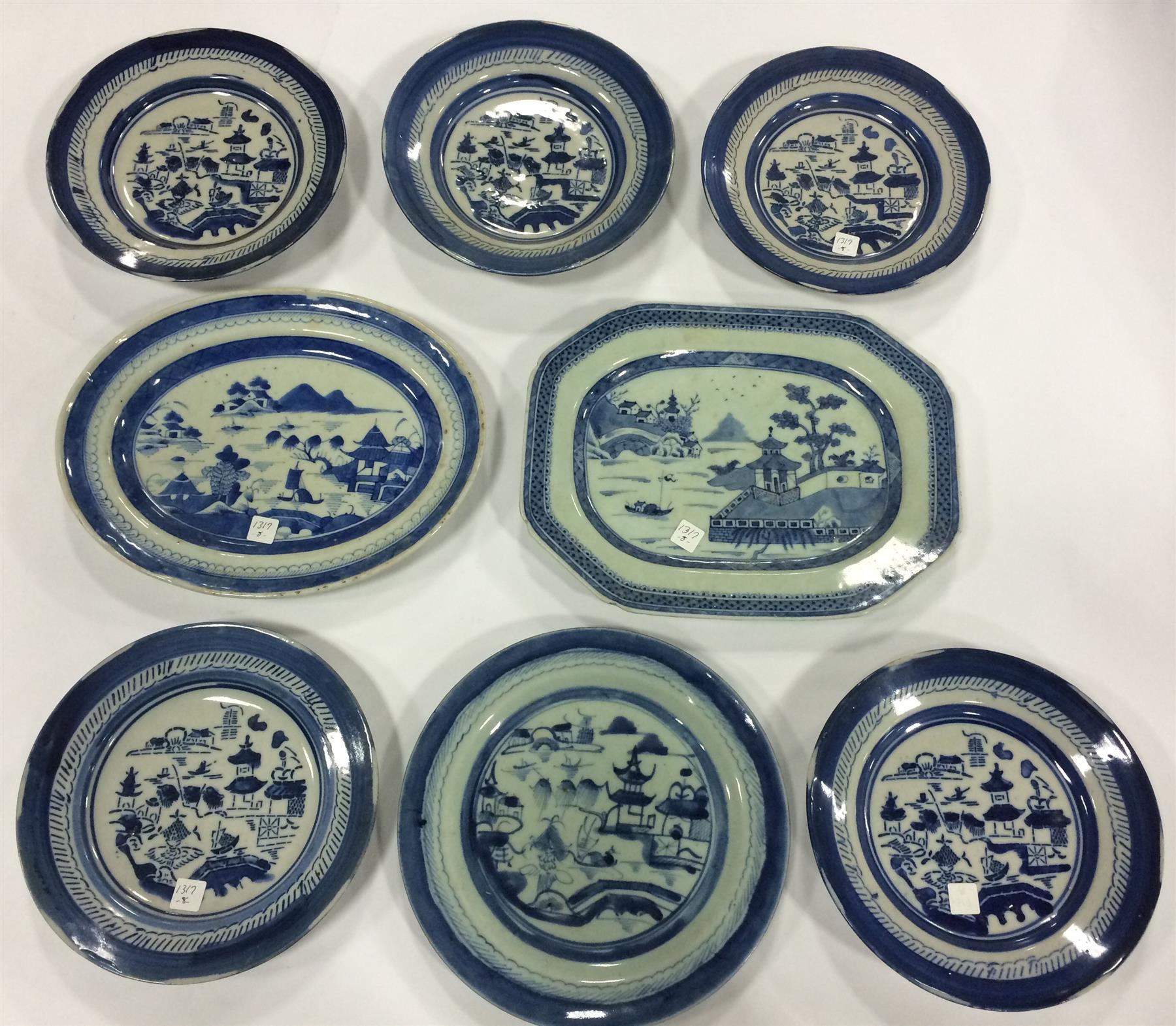 Appraisal: EIGHT PIECES OF CANTON PORCELAIN China mid th century Typical