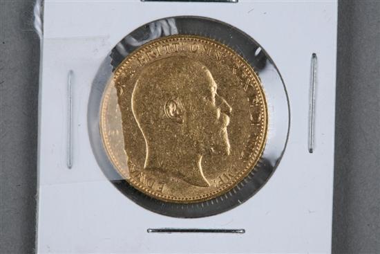 Appraisal: BRITISH GOLD SOVEREIGN Obverse with bust of Edward VII reverse