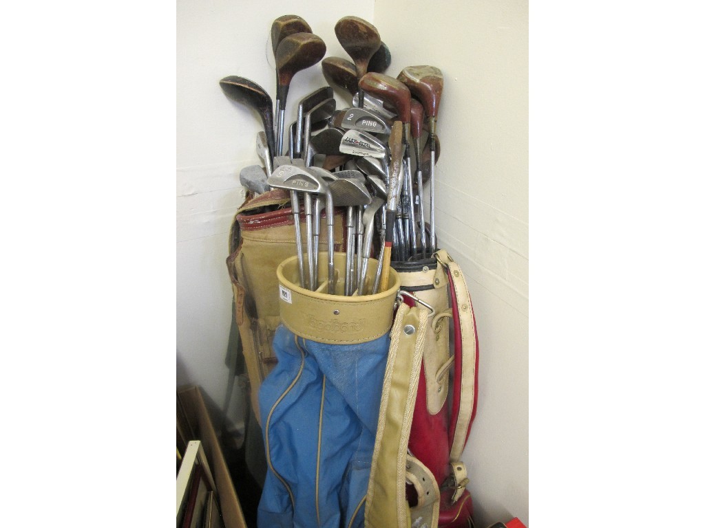 Appraisal: Five bags of assorted golf clubs Provenance Viscount Strathallan Stobhall