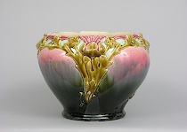 Appraisal: Art Nouveau Jardiniere Pottery with high gloss glaze in multi-colors