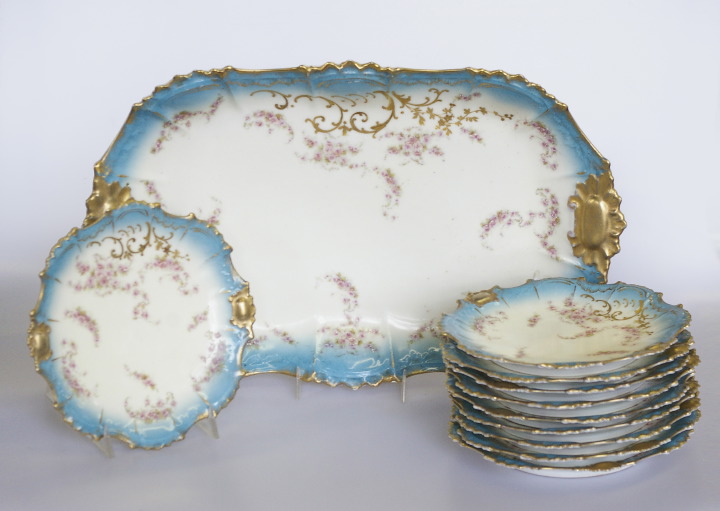 Appraisal: Eleven-Piece Leon Strauss and Sons Limoges Porcelain Ice Cream Service