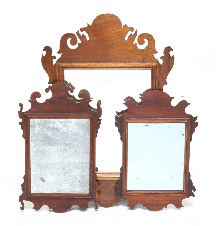 Appraisal: THREE AMERICAN CHIPPENDALE MIRRORS Last quarter th-early th century mahogany