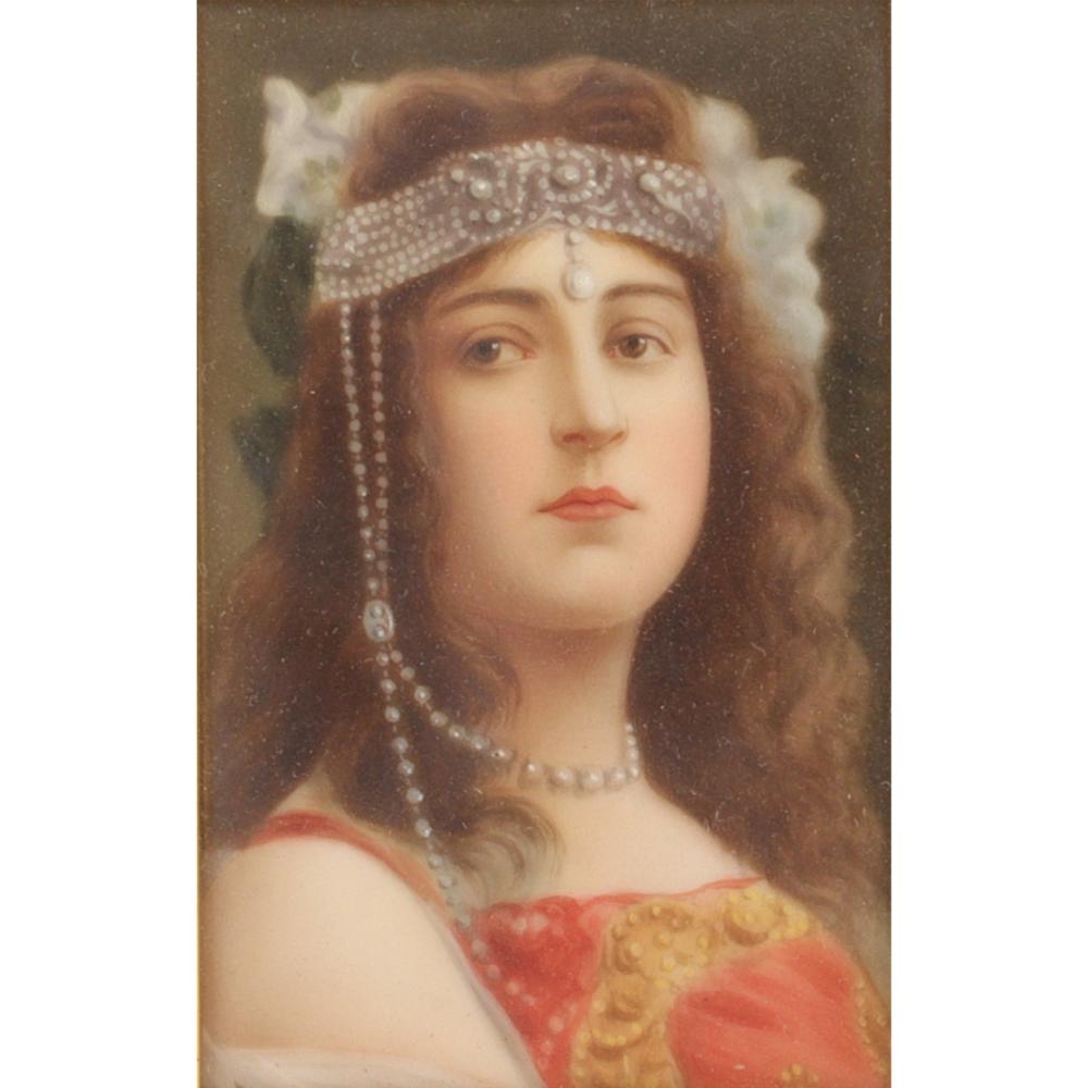 Appraisal: HUTSCHENREUTHER GERMAN HAND PAINTED PORCELAIN PORTRAIT PLAQUE OF CLEOPATRA IN