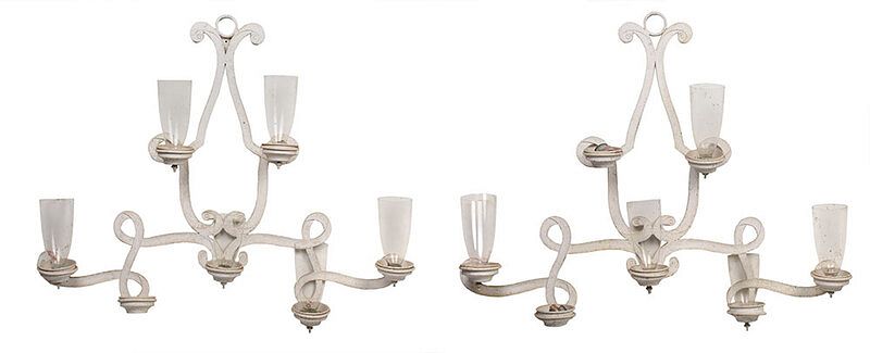 Appraisal: Pair Cast Aluminum Wall Sconces American or European mid- th