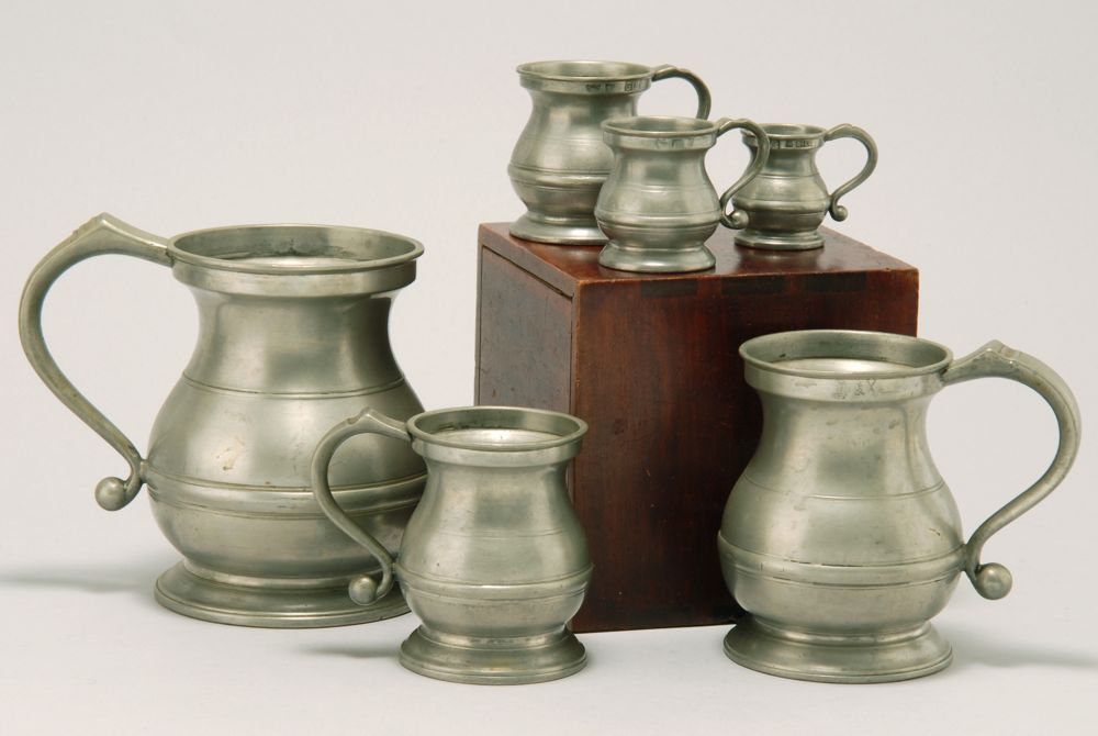 Appraisal: ASSEMBLED SET OF SIX ENGLISH PEWTER MEASURES th CenturyIn baluster