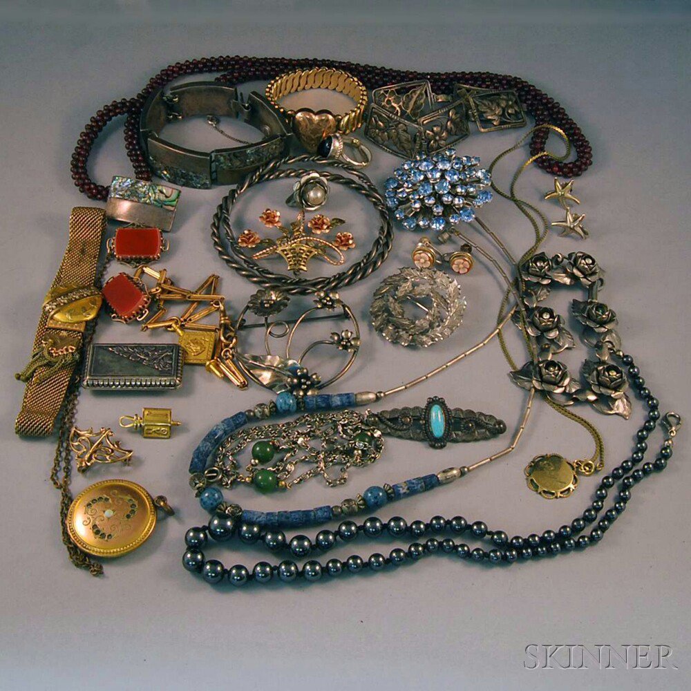 Appraisal: Small Group of Sterling Silver Victorian and Costume Jewelry including