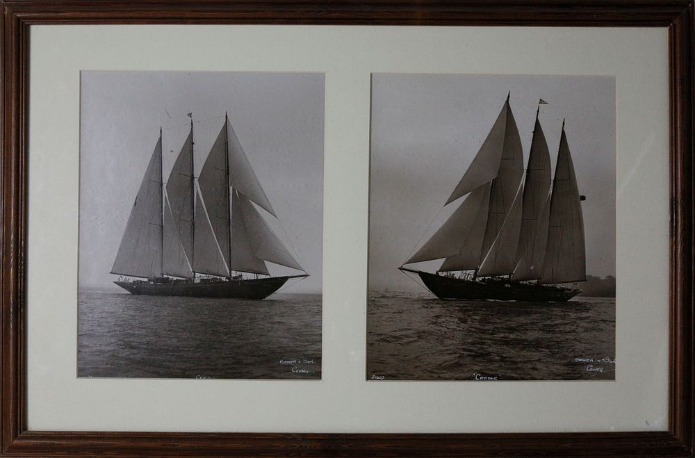 Appraisal: Two Framed th c Sepia Toned Photographs of the Three-Masted