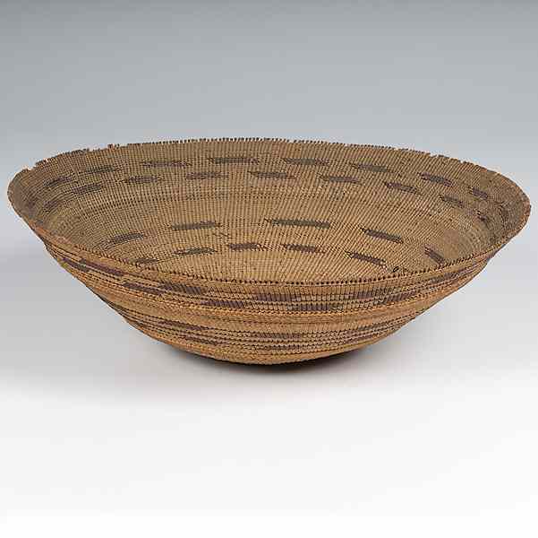 Appraisal: California Gambling Tray tightly woven with horizontal bands height in