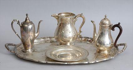 Appraisal: FIVE GORHAM SILVER TABLE ARTICLES Comprising a in two-handled tea