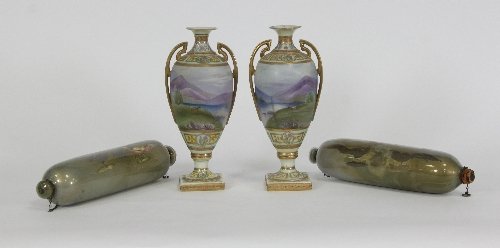 Appraisal: A pair of Noritake vases and two glass rolling pins