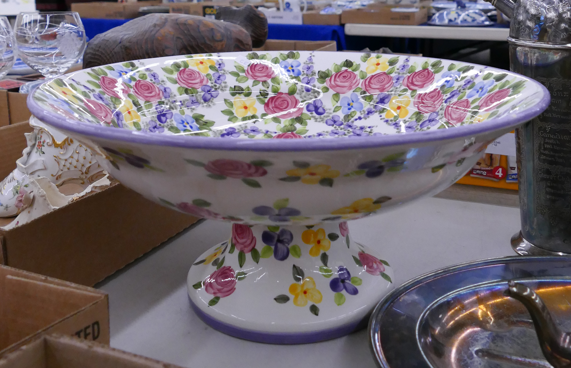 Appraisal: Spring Chintz Ceramic Center Bowl- x ''